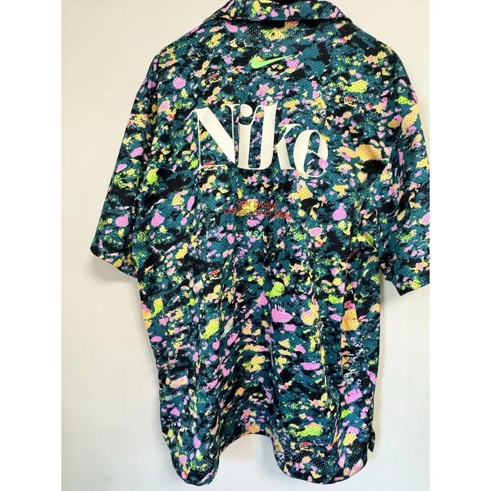 Nike Dri-FIT Button Front Mesh Shirt XL Multicolor